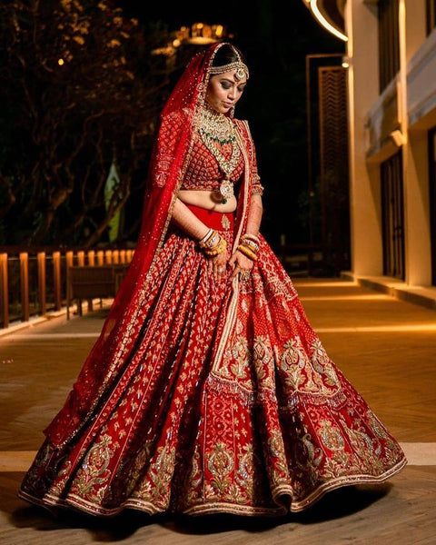 Indian Modern Bridal Outfit: Red shaded Sequin Lehenga Choli – B Anu Designs